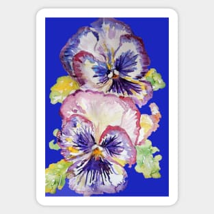 Pansy Watercolor Purple Flower Pattern on Navy Blue Sticker